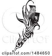 Clipart Of A Genie In Black And White Woodcut Style Royalty Free Vector Illustration