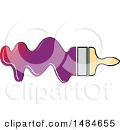 Clipart Of A Paintbrush And Stroke Royalty Free Vector Illustration