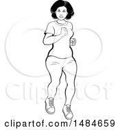 Clipart Of A Grayscale Hispanic Woman Jogging Royalty Free Vector Illustration