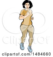 Clipart Of A Hispanic Woman Jogging Royalty Free Vector Illustration