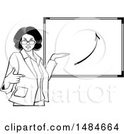 Poster, Art Print Of Grayscale Hispanic Business Woman Pointing To And Presenting A Board With An Arrow
