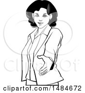 Poster, Art Print Of Grayscale Hispanic Business Woman Reaching Out To Shake Hands
