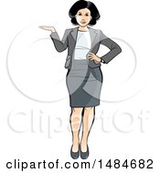 Clipart Of A Full Length Hispanic Business Woman Presenting Royalty Free Vector Illustration