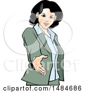 Clipart Of A Hispanic Business Woman Reaching Out To Shake Hands Royalty Free Vector Illustration by Lal Perera