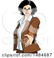 Poster, Art Print Of Hispanic Business Woman Reaching Out To Shake Hands