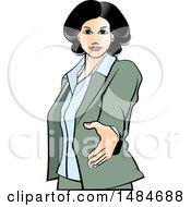 Clipart Of A Hispanic Business Woman Reaching Out To Shake Hands Royalty Free Vector Illustration by Lal Perera