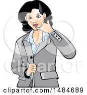Clipart Of A Hispanic Business Woman Gesturing Call Me Royalty Free Vector Illustration by Lal Perera