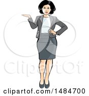 Clipart Of A Full Length Hispanic Business Woman Presenting Royalty Free Vector Illustration
