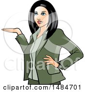 Clipart Of A Hispanic Business Woman Presenting Royalty Free Vector Illustration