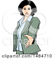 Clipart Of A Hispanic Business Woman Reaching Out To Shake Hands Royalty Free Vector Illustration