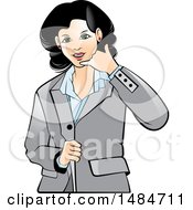 Hispanic Business Woman Gesturing Call Me