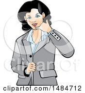 Hispanic Business Woman Gesturing Call Me