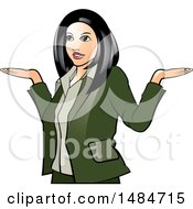 Clipart Of A Hispanic Business Woman Shrugging Royalty Free Vector Illustration