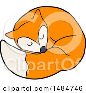 Clipart Of A Fox Curled Up Royalty Free Vector Illustration