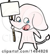 Poster, Art Print Of Cute Cartoon Elephant Holding Placard