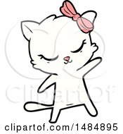 Poster, Art Print Of Cute Cartoon Cat With Bow