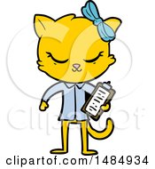 Poster, Art Print Of Cute Cartoon Business Cat With Bow