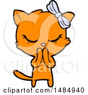 Poster, Art Print Of Cute Cartoon Cat With Bow