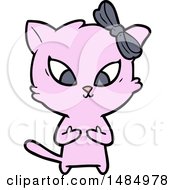 Cartoon Clipart Of A Pink Cat by lineartestpilot