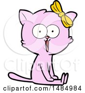 Cartoon Clipart Of A Pink Cat