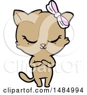 Poster, Art Print Of Cute Cartoon Cat With Bow