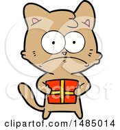 Poster, Art Print Of Cartoon Cat With Present