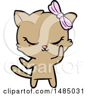 Poster, Art Print Of Cute Cartoon Cat With Bow