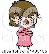 Clipart Of A Cartoon Girl Crying