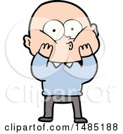 Clipart Of A Cartoon Bald Man Staring
