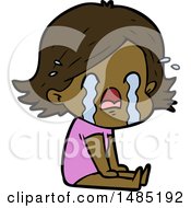 Clipart Of A Cartoon Woman Crying
