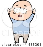 Clipart Of A Cartoon Tired Bald Man