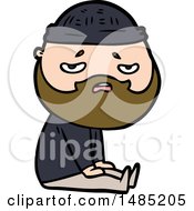 Clipart Of A Cartoon Worried Man With Beard by lineartestpilot