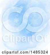 Clipart Of A Blue Watercolor And Snowflake Background Royalty Free Vector Illustration