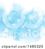 Poster, Art Print Of Blue Christmas Background Of Snowflakes On Watercolor