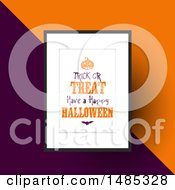 Poster, Art Print Of Framed Trick Or Treat Have A Happy Halloween Design Over Orange And Purple