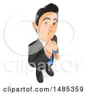 Clipart Of A 3d Business Man Gesturing For Silence On A White Background Royalty Free Illustration