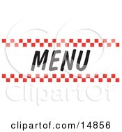 Menu Sign With Red Checker Borders