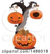 Poster, Art Print Of Halloween Jackolantern Pumpkin Tree