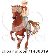 Poster, Art Print Of Cowboy Pecos Bill Riding A Horse
