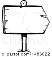 Clipart Of A Black And White Wooden Sign Royalty Free Vector Illustration