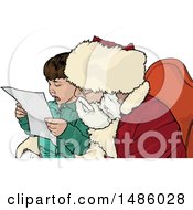 Poster, Art Print Of Boy Sitting On Santas Lap