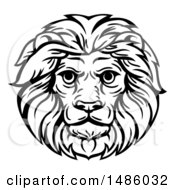 Poster, Art Print Of Black And White Male Lion Head Mascot