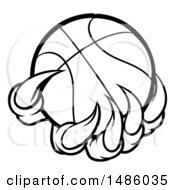 Poster, Art Print Of Black And White Monster Or Eagle Claws Holding A Basketball
