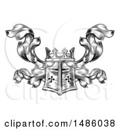 Clipart Of A Knights Great Helm Helmet And Foliage Crest Coat Of Arms Royalty Free Vector Illustration