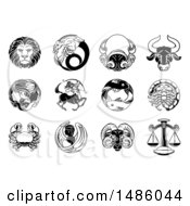 Poster, Art Print Of Black And White Zodiac Astrology Horoscope Star Signs
