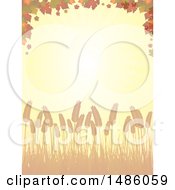 Autumn Wheat Sunset And Leaves by elaineitalia