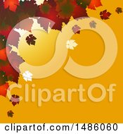 Poster, Art Print Of Autumn Square Background With Red Leaves On Yellow