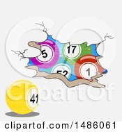 Poster, Art Print Of Bingo Lottery Balls Drawing Style On Cracked Background