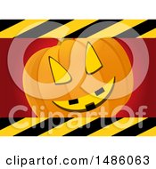 Poster, Art Print Of Halloween Red Background With Creepy Pumpkin Face