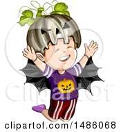 Poster, Art Print Of Boy In A Jackolantern And Bat Halloween Costume